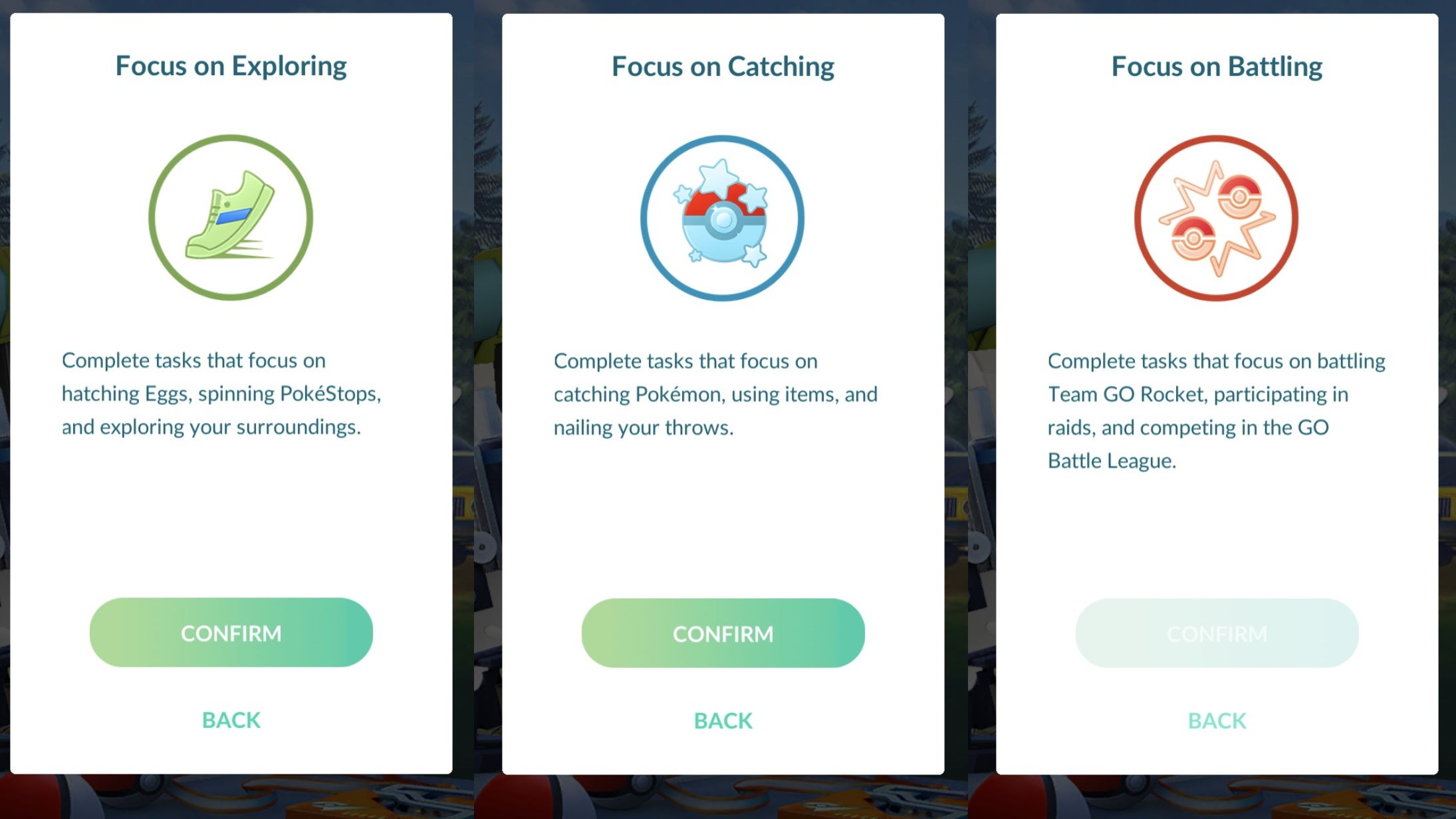 Lựa chọn đường đi Chiến đấu, Khám phá, Bắt Pokémon trong Go Fest 2022