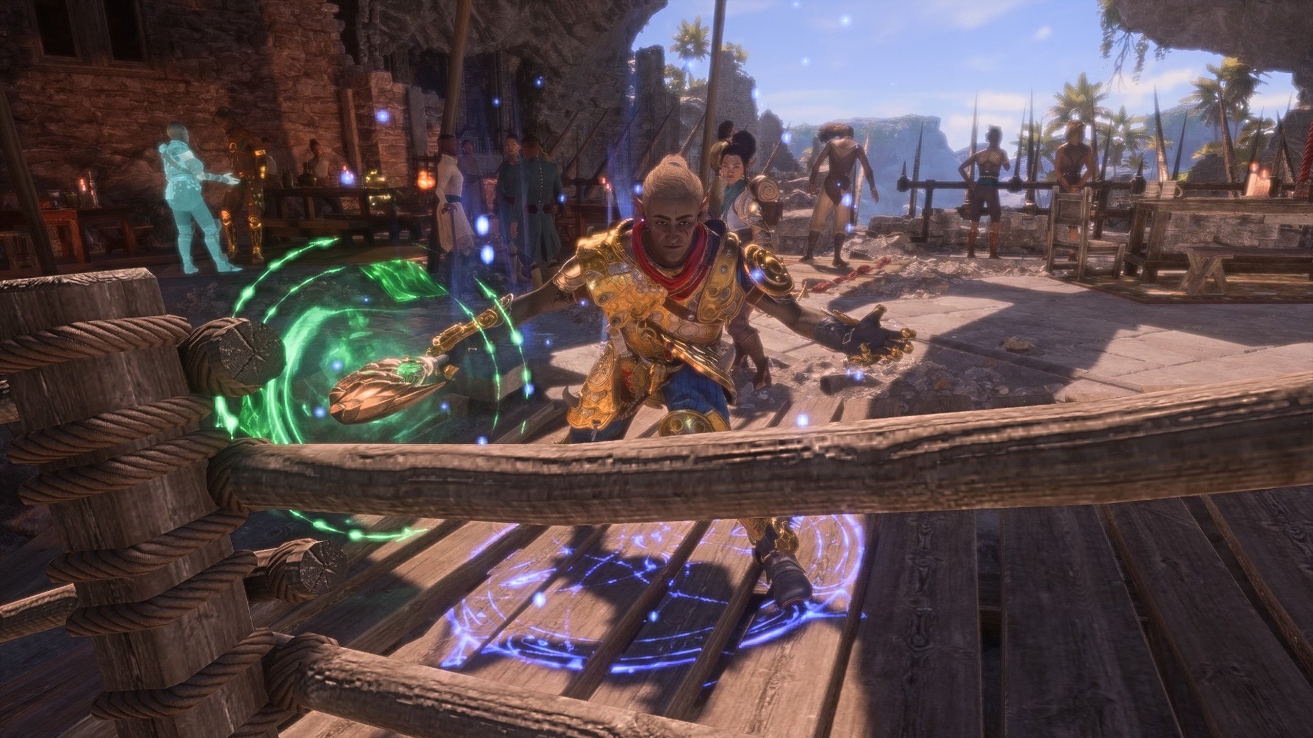 Mage sử dụng kỹ năng Fire Wall tạo ra một bức tường lửa trong Dragon Age: The Veilguard