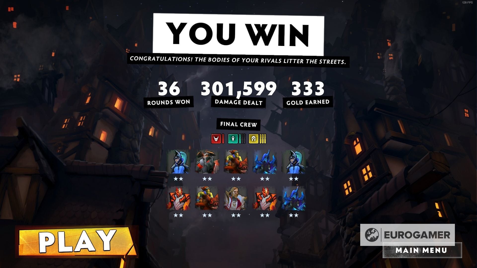 Màn hình chiến thắng trong Dota Underlords sau khi quản lý tài nguyên và đội hình hiệu quả