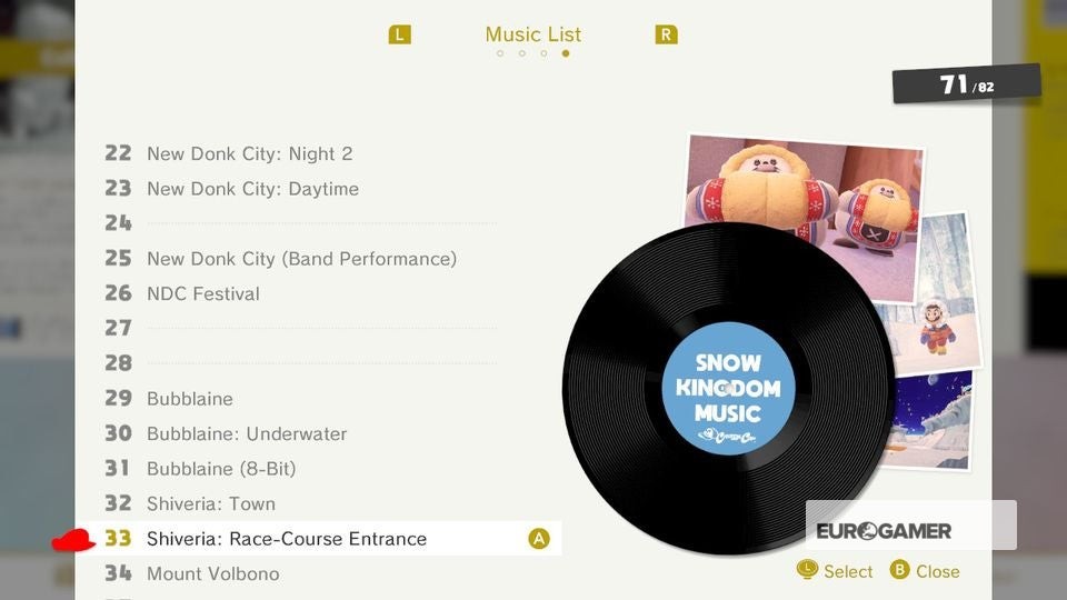 Màn hình chơi Super Mario Odyssey với bản nhạc nền tùy chỉnh đang phát
