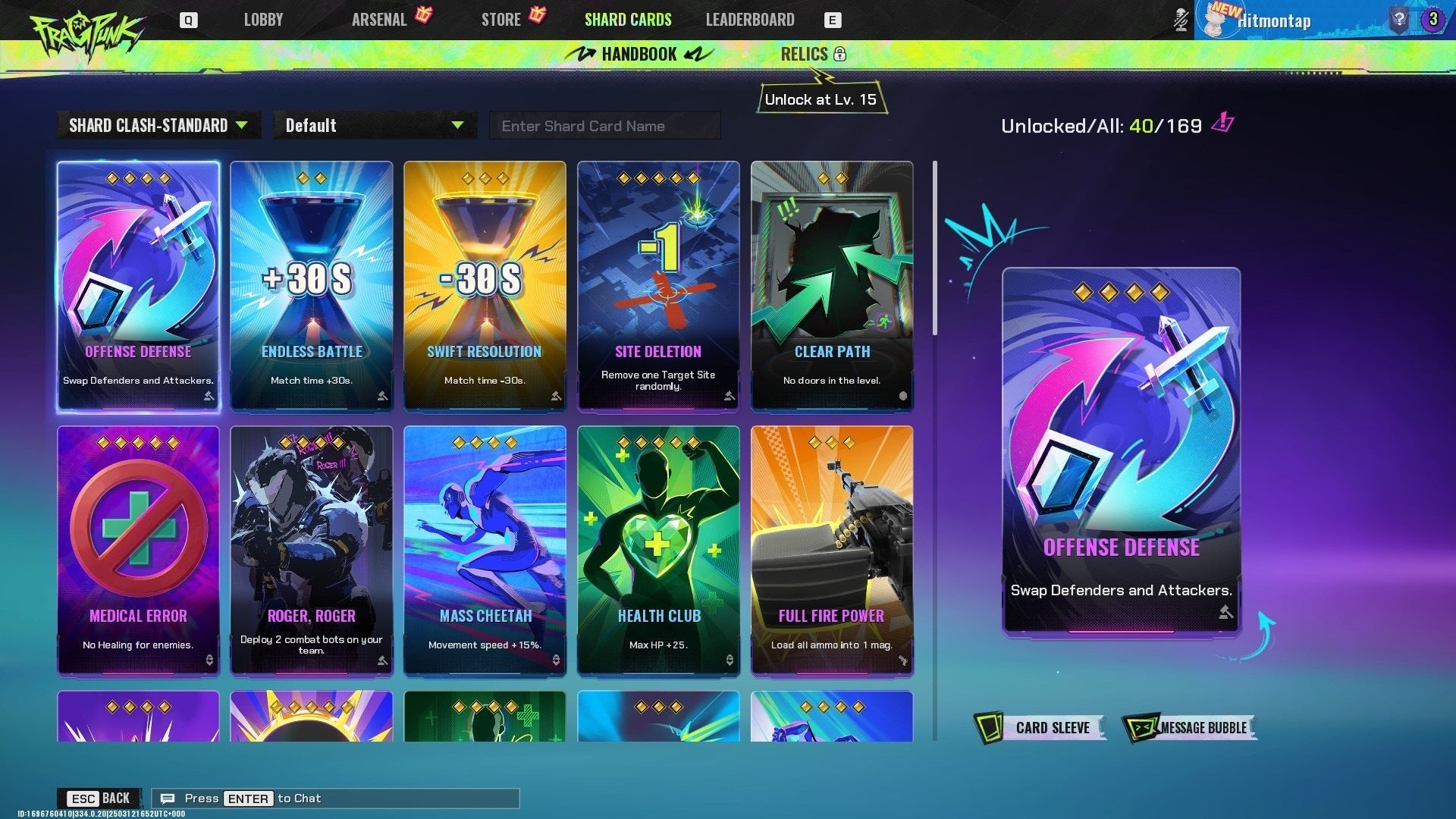 Màn hình đầy các lá bài trong Fragpunk