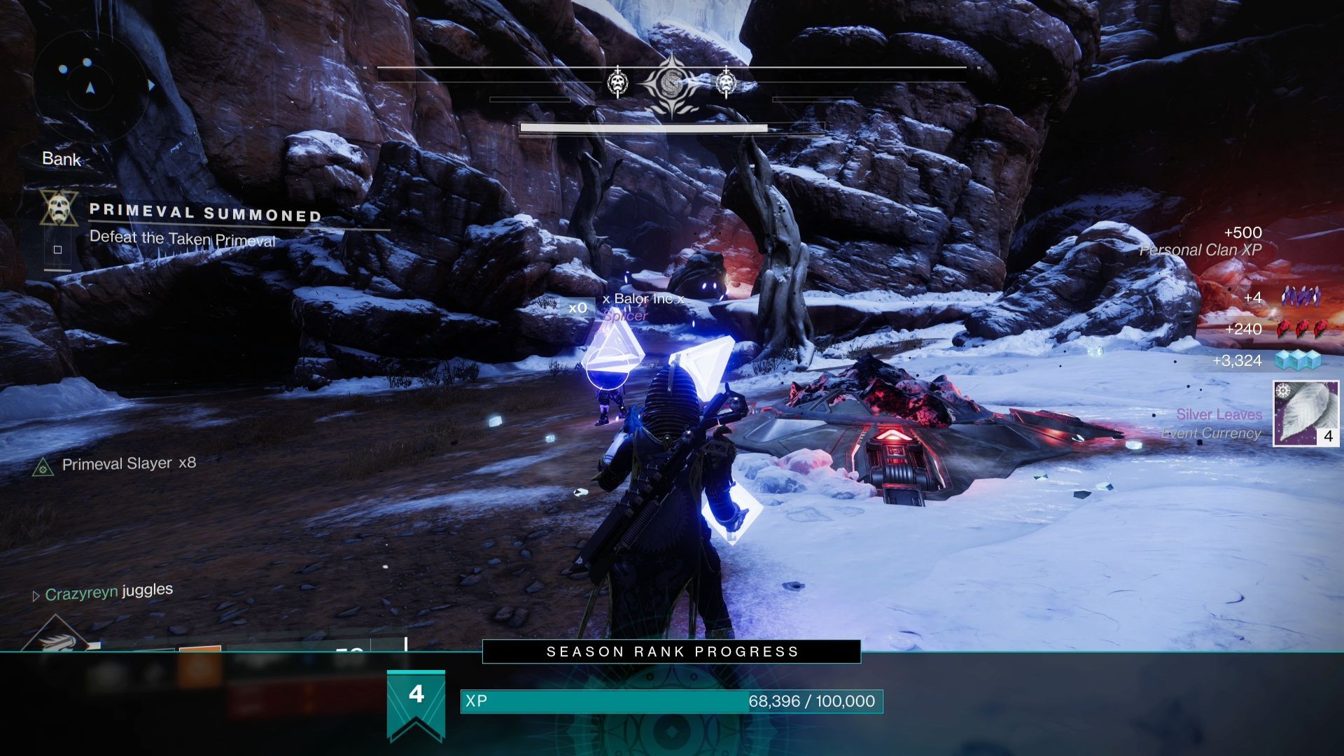 Màn hình kết thúc hoạt động trong Destiny 2 hiển thị phần thưởng Lá Bạc nhận được