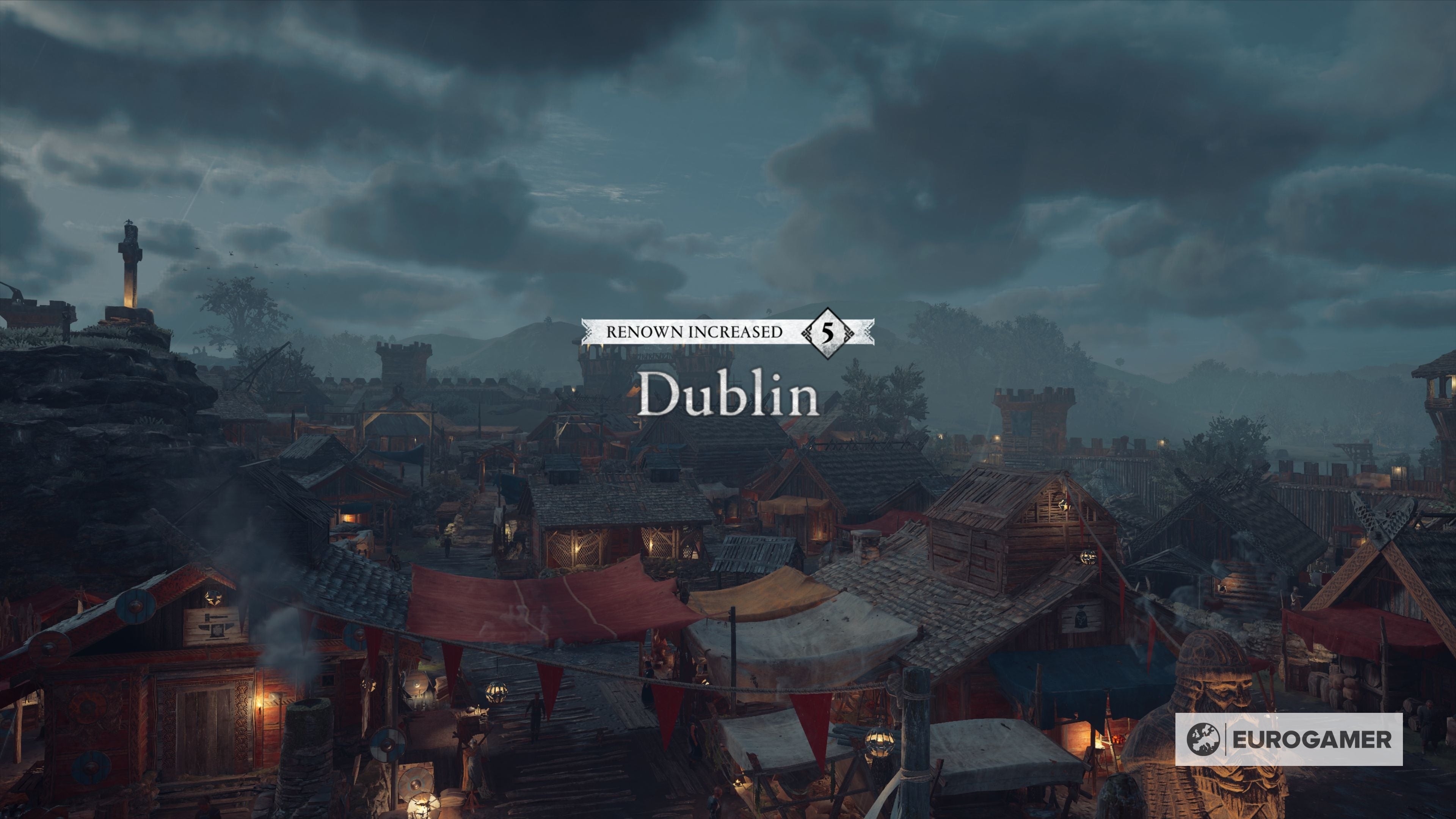 Màn hình thông báo Eivor đã đạt Danh Vọng Dublin cấp 5, mở khóa phần thưởng cuối cùng