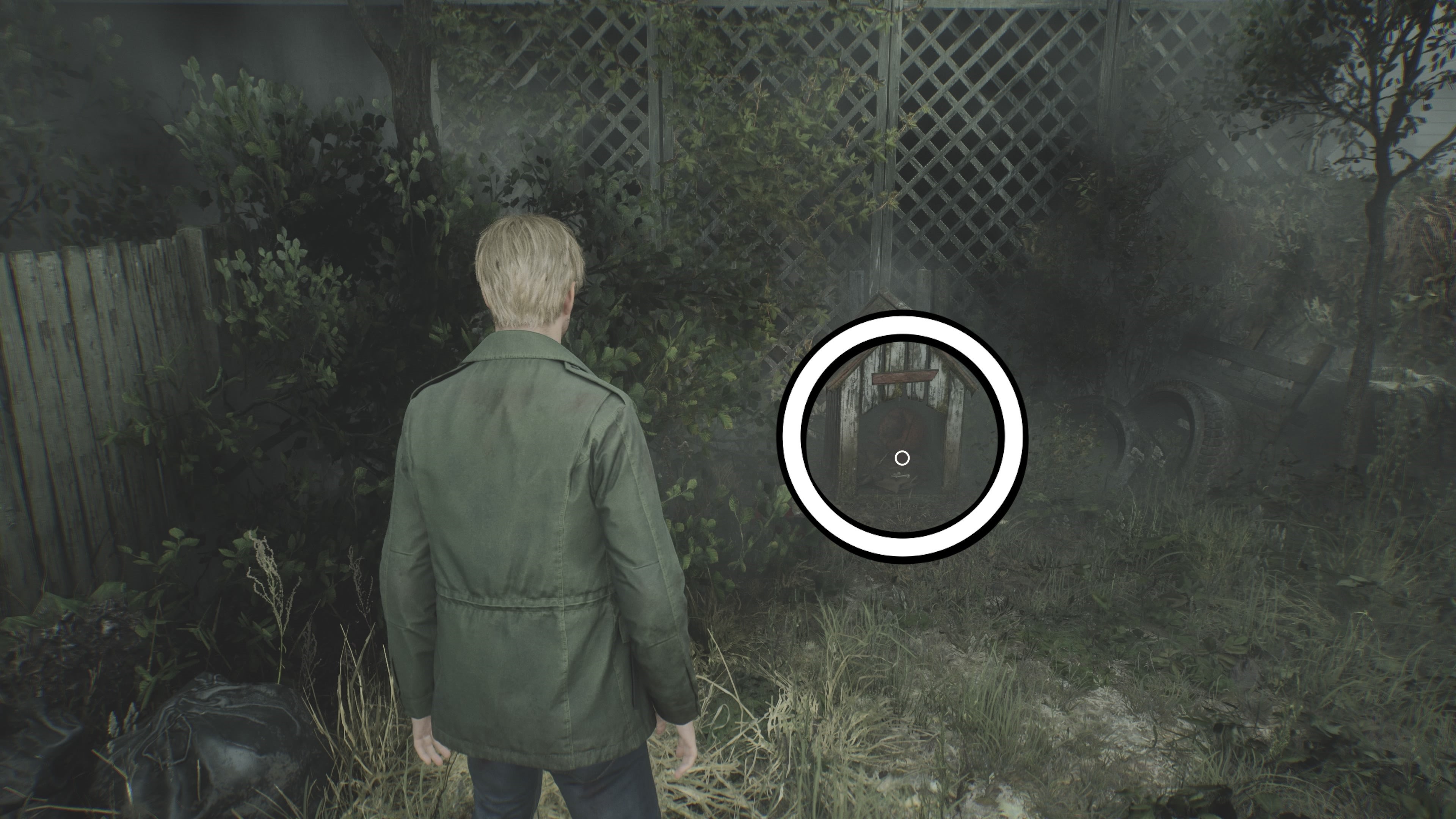Mảnh chìa khóa vỡ thứ hai trong chuồng chó trên đường Katz St. Silent Hill 2