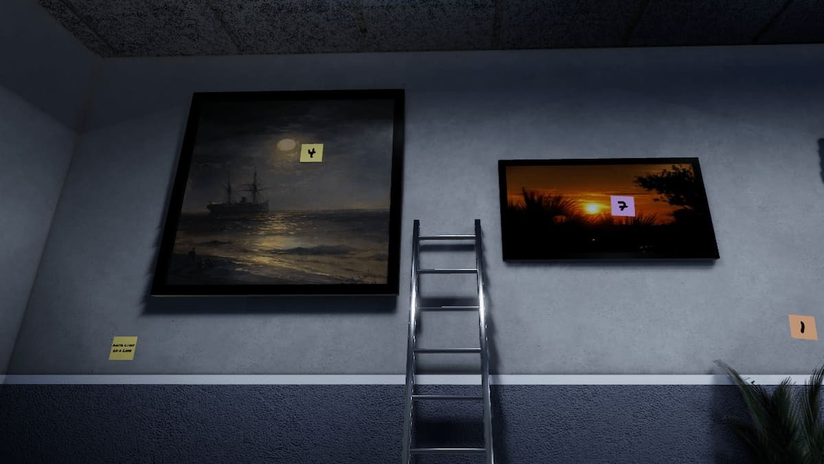 Manh mối số từ tranh mặt trăng và mặt trời trong Terminal Escape Room