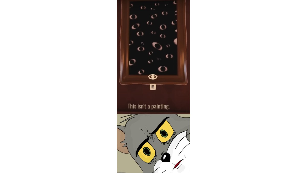 Meme DOORS thể hiện sự khó chịu với những con mắt trên tường trong màn của Seek