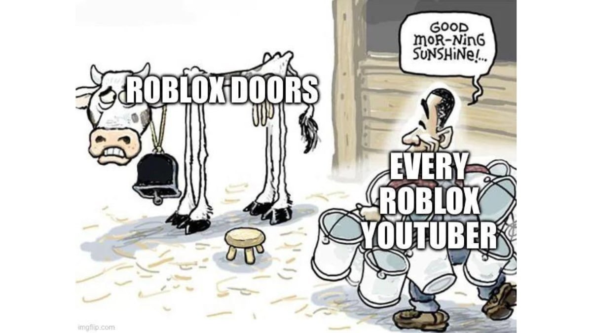 Meme DOORS về sự bão hòa nội dung DOORS từ các YouTuber Roblox