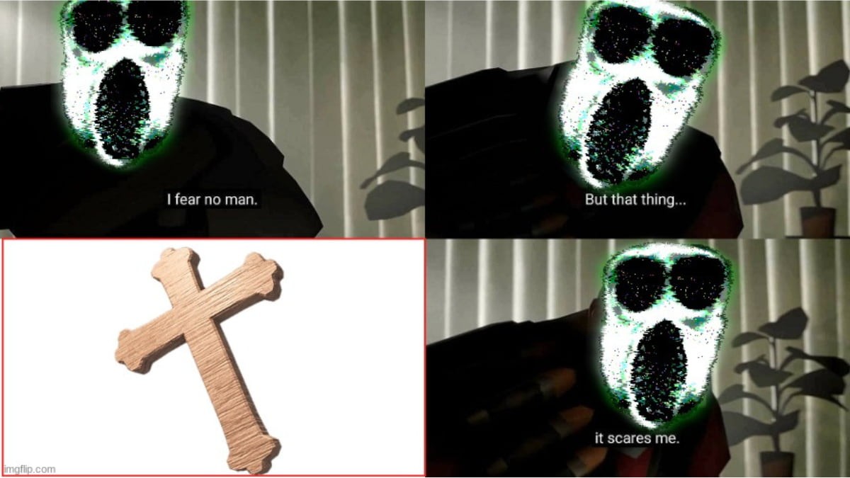 Meme DOORS về sự cứu rỗi nhờ vật phẩm Crucifix