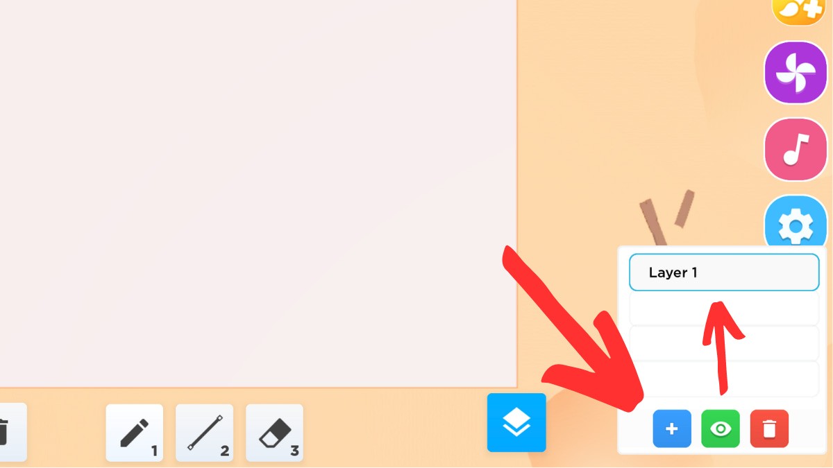 Menu quản lý Layer trong Speed Draw với các tùy chọn thêm, xóa, ẩn