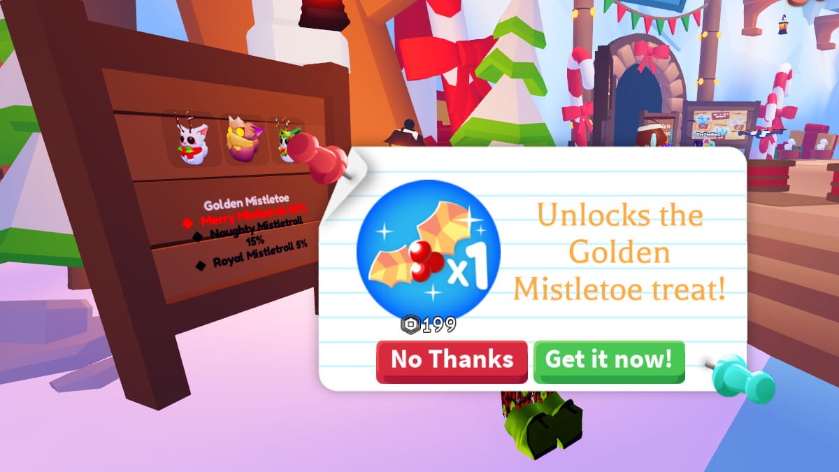 Mở khóa Mistletroll hiếm trong Adopt Me! trên Roblox.