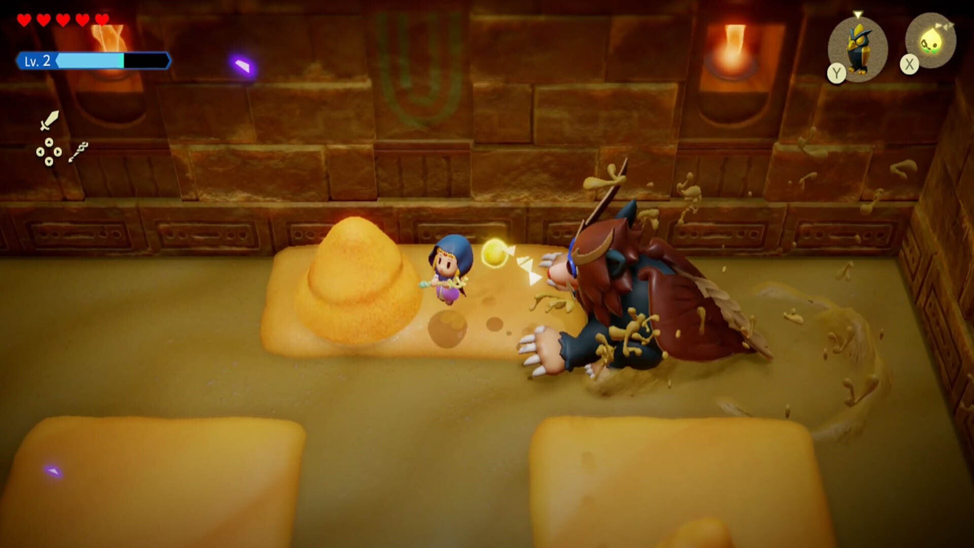 Mogryph lao lên từ dưới cát tấn công Link như cá mập trong Zelda Echoes of Wisdom giai đoạn 3