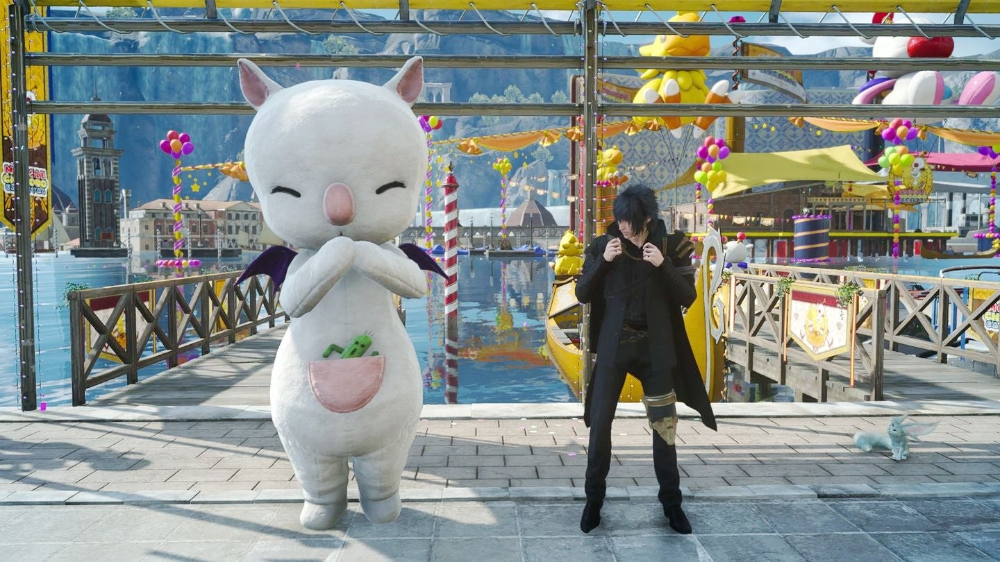 Một cảnh trong sự kiện Moogle Chocobo Carnival đầy màu sắc và vui nhộn từng diễn ra trong Final Fantasy 15