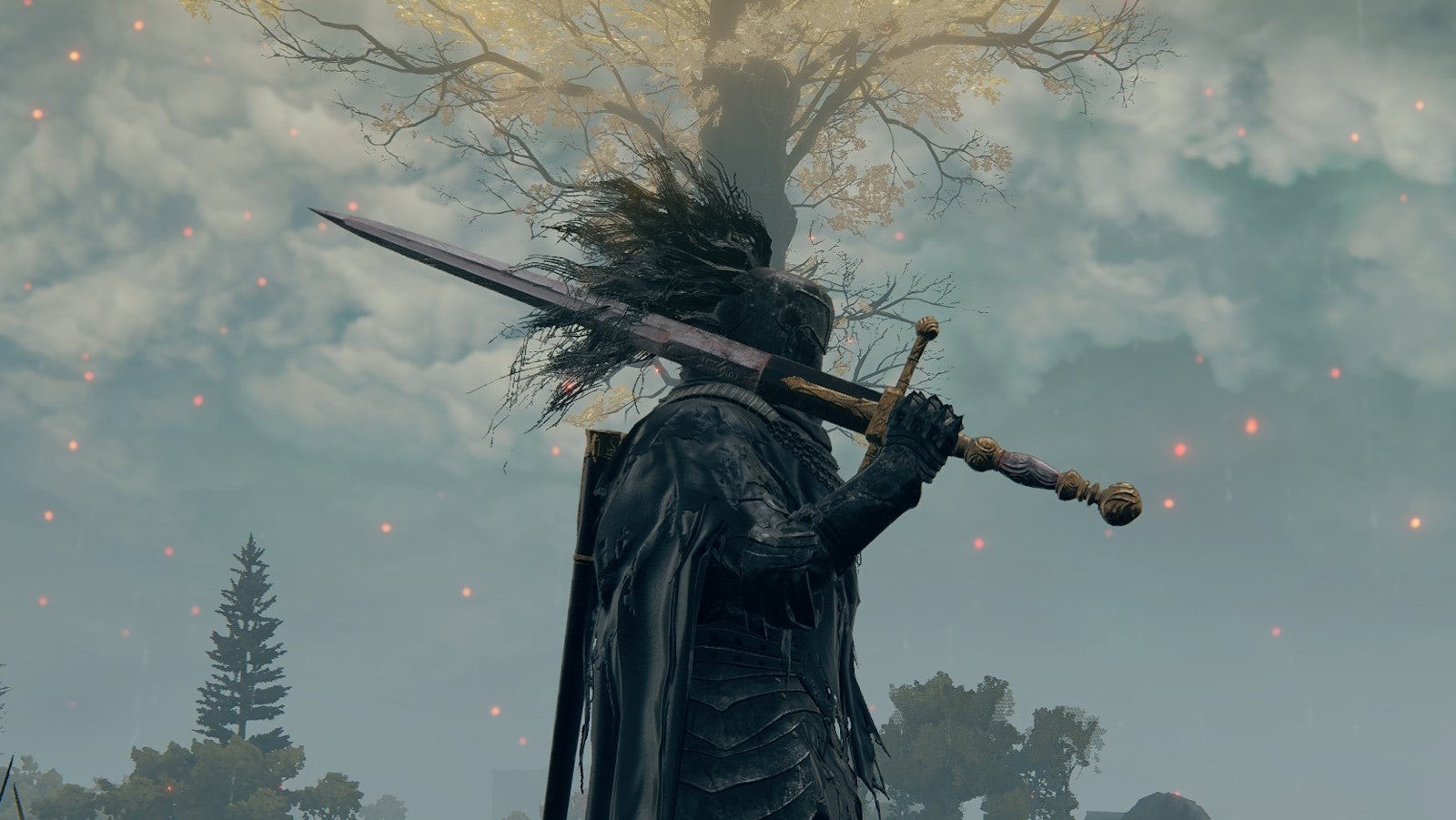 Một chiến binh cầm thanh kiếm Lordsworn's Greatsword trong Elden Ring
