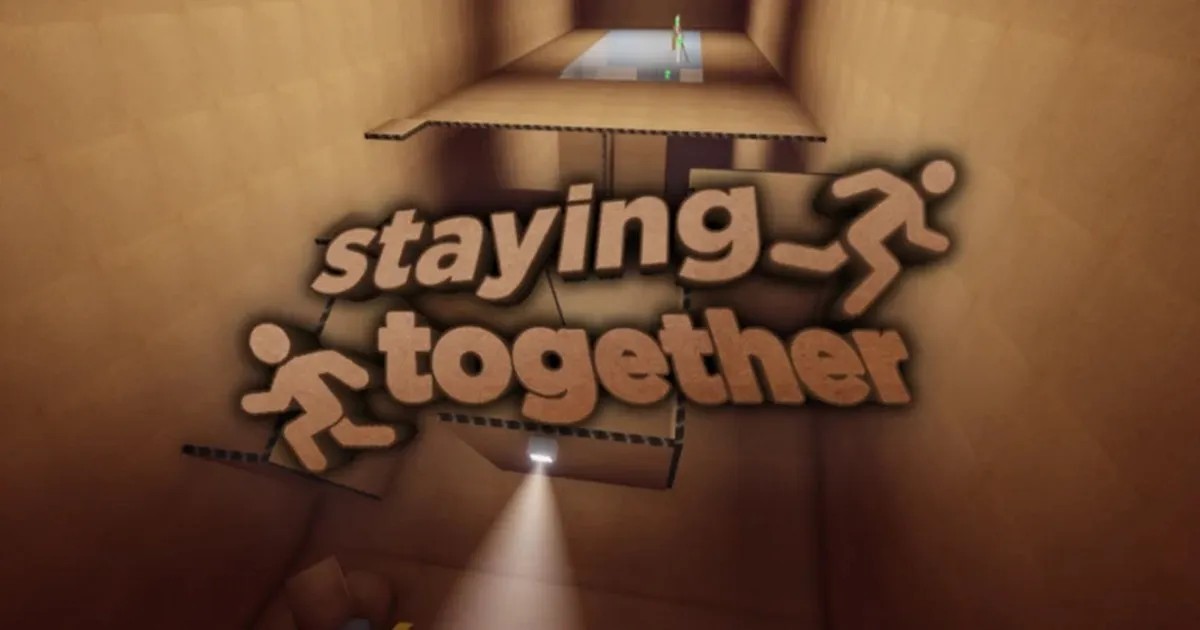 Một màn obby nhìn từ trên cao trong Roblox Staying Together
