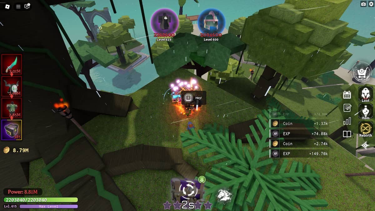 Mr.Clark trên đỉnh núi ở đảo Mystic Grove trong Lootify