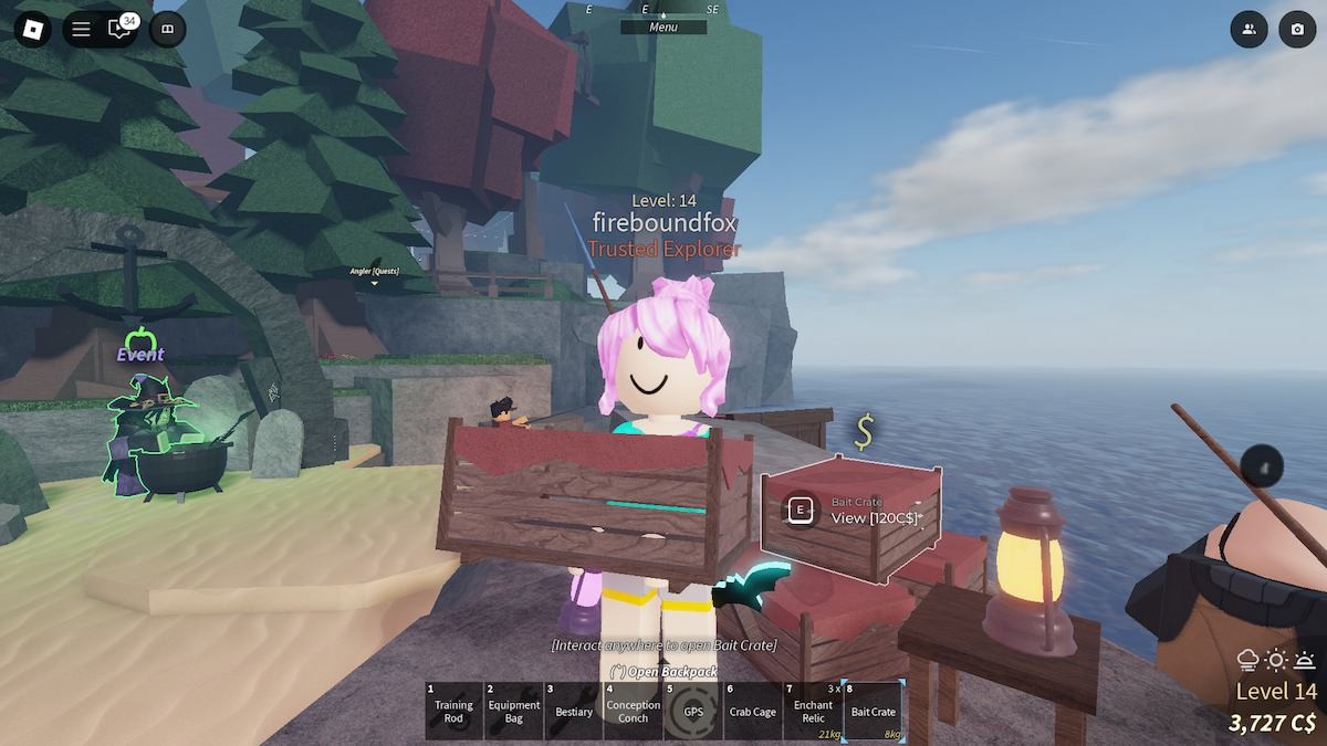 Mua các thùng mồi câu trong sự kiện Fischfright 2024 của Fisch Roblox