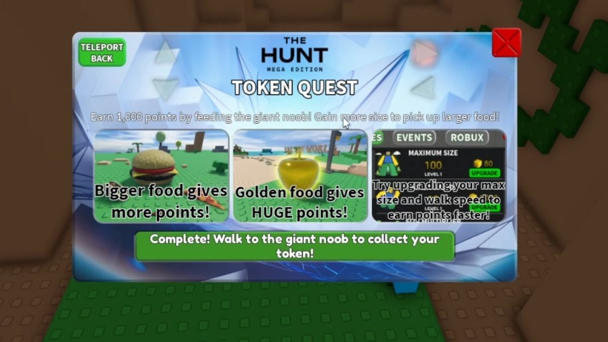 Mũi tên trong menu sự kiện Mega Hunt trong Eat the World