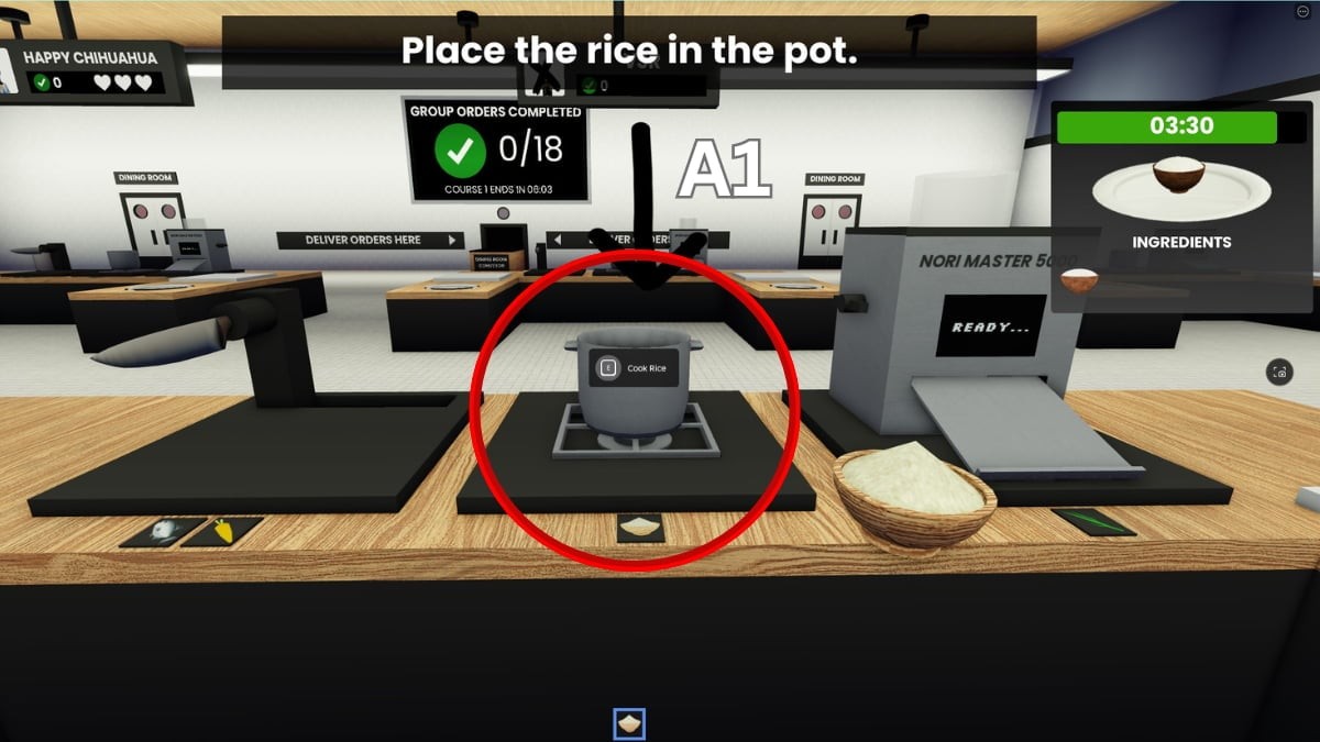 Nấu cơm trong Roblox Scary Sushi