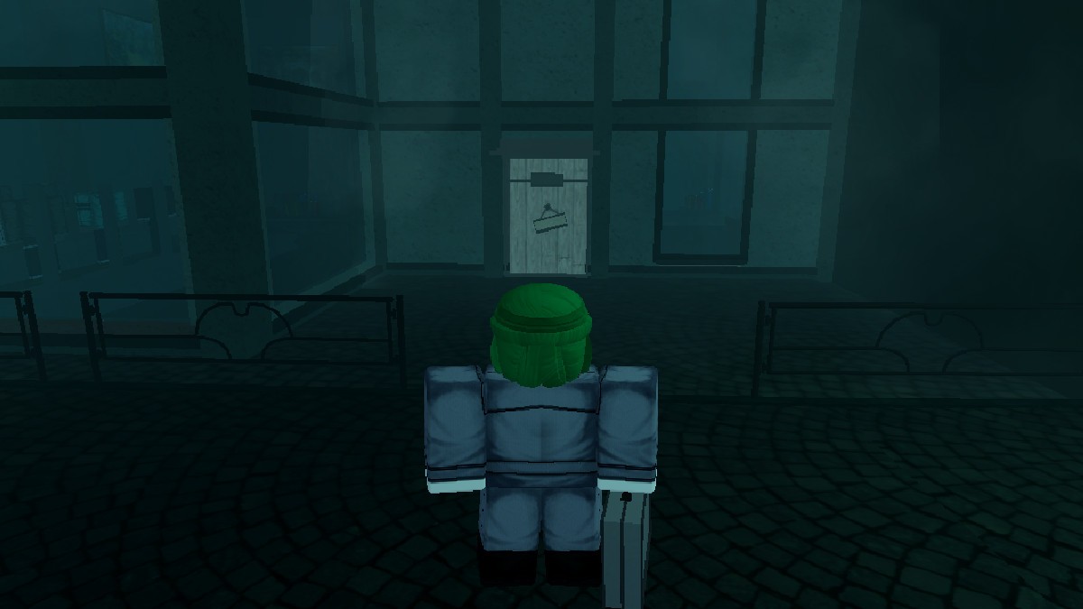 Người chơi đứng trước Cửa Hàng Quần Áo trong GHOUL RE trên Roblox