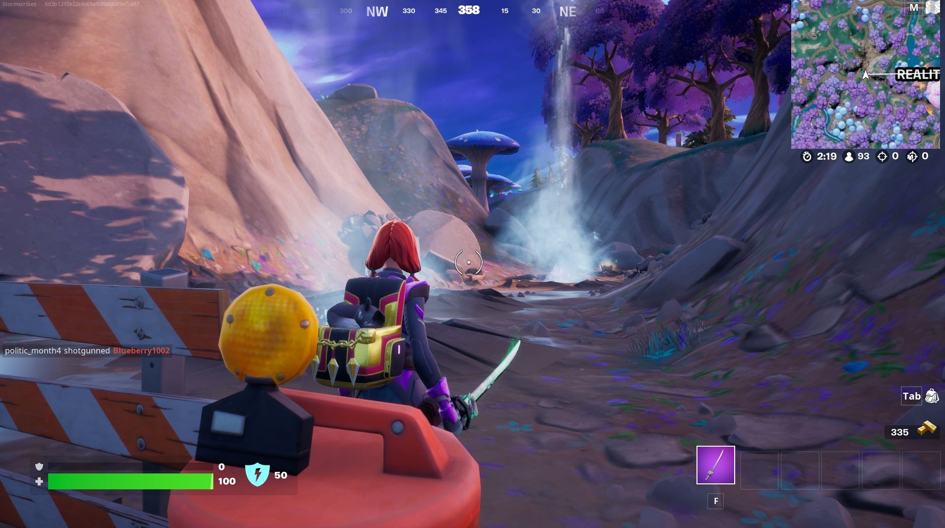 Người chơi được mạch nước phun Fortnite phóng lên không trung để di chuyển nhanh