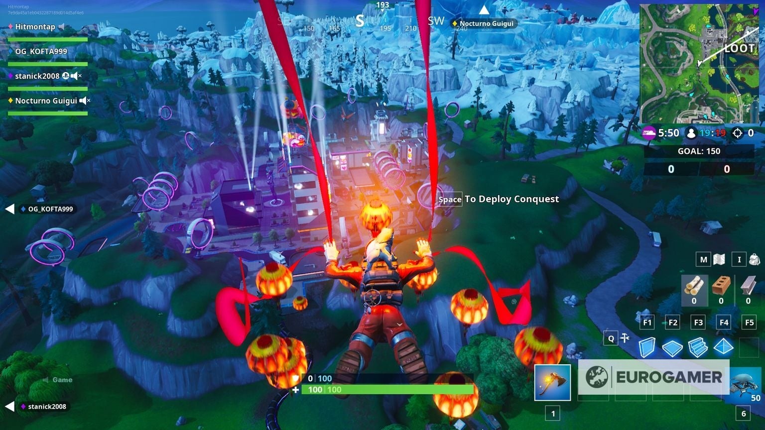 Người chơi Fortnite bắt đầu đi vào luồng gió Slipstream tại Neo Tilted