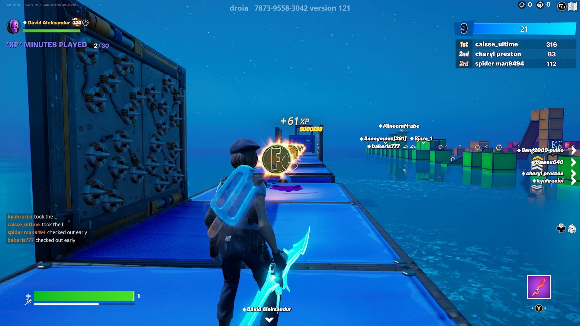 Người chơi Fortnite vượt chướng ngại vật trong bản đồ Sáng tạo Deathrun