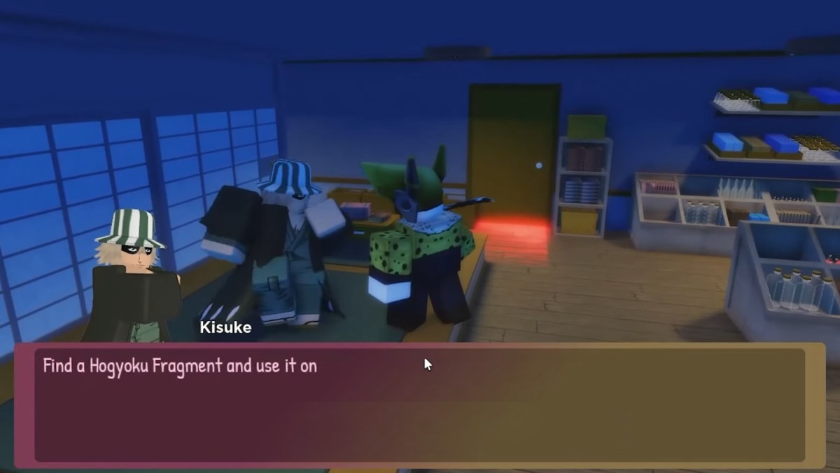 Người chơi nói chuyện với NPC Kisuke trong Sakura Stand sau khi hoàn thành nhiệm vụ hoặc chuẩn bị farm Hogyoku Fragment