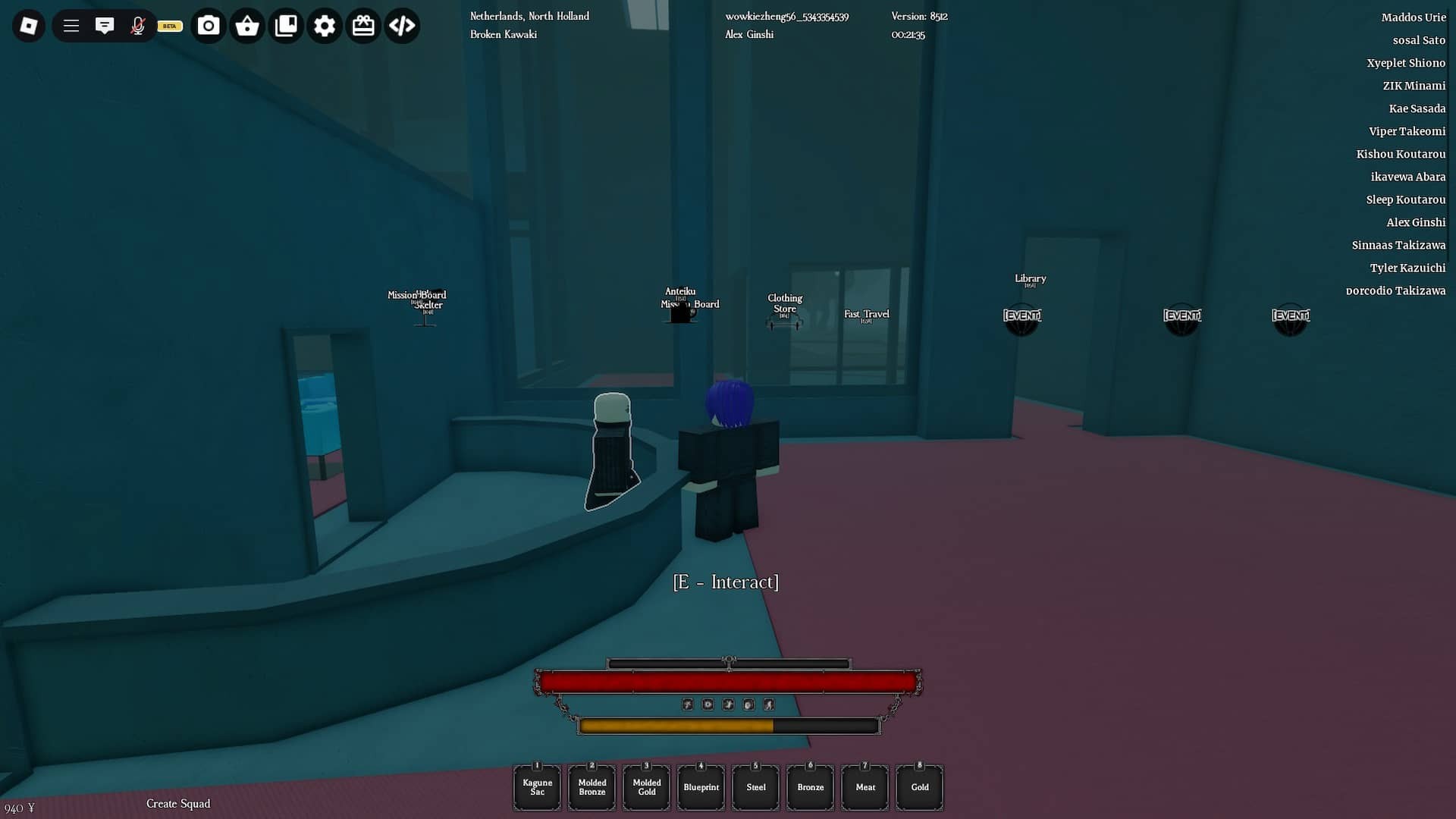 Người chơi tại Ngân Hàng nói chuyện với NPC trong GHOUL RE trên Roblox