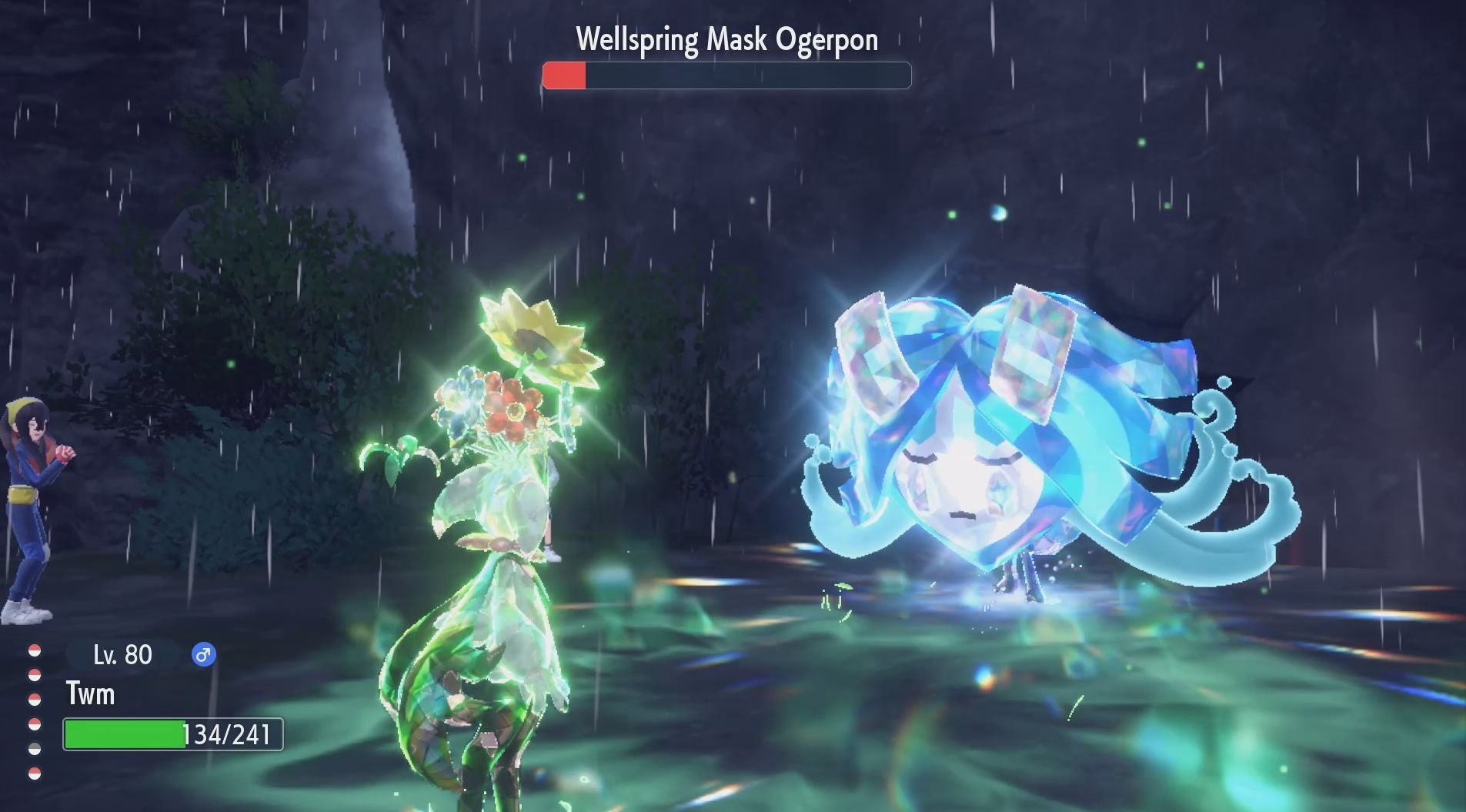 Người chơi Terastallize Pokémon của mình trong trận chiến với Ogerpon