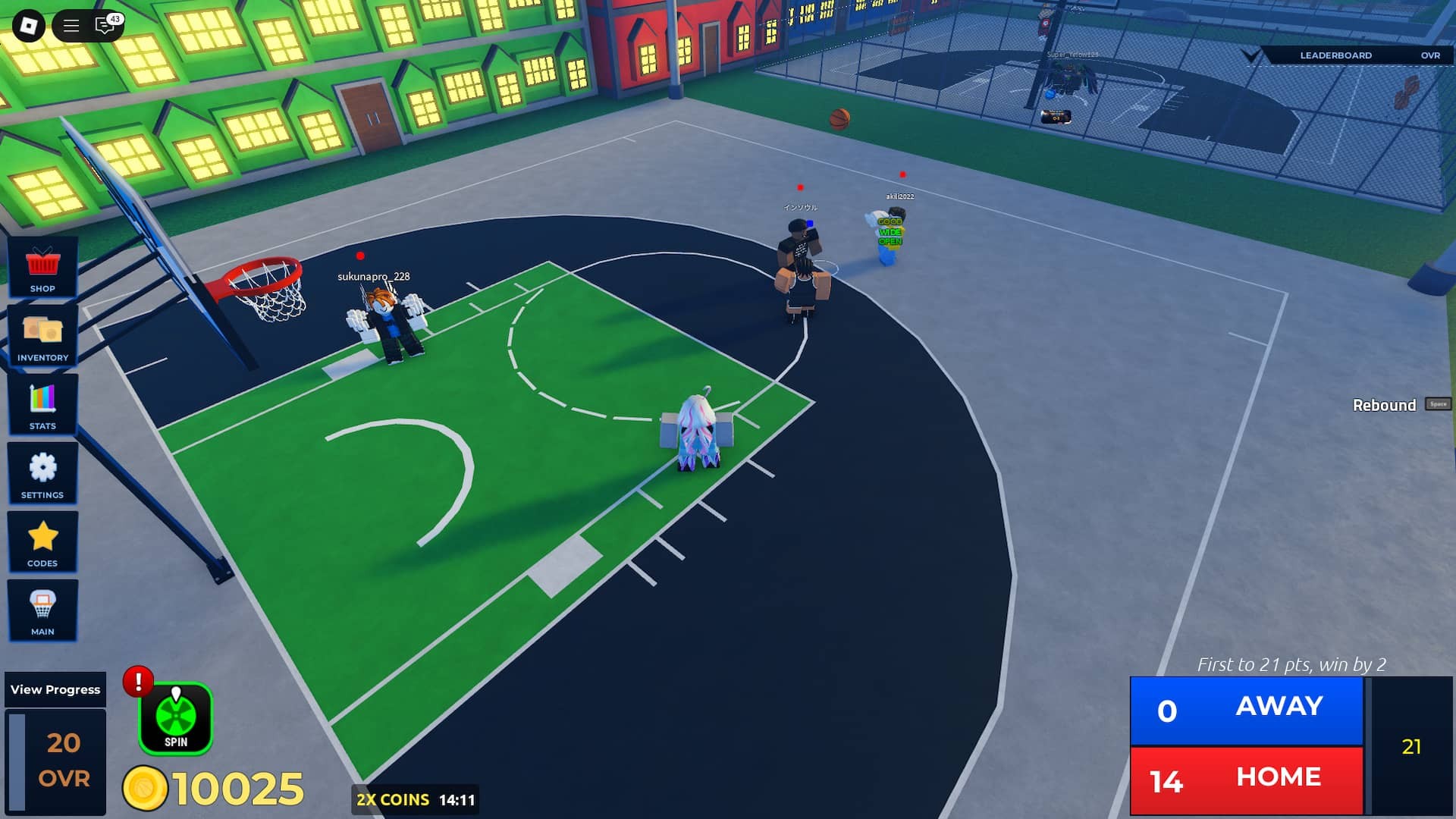 người chơi tham gia trận đấu tùy chỉnh 4v1 để kiếm token sự kiện The Hunt Mega Edition trong trải nghiệm Basketball Legends trên Roblox