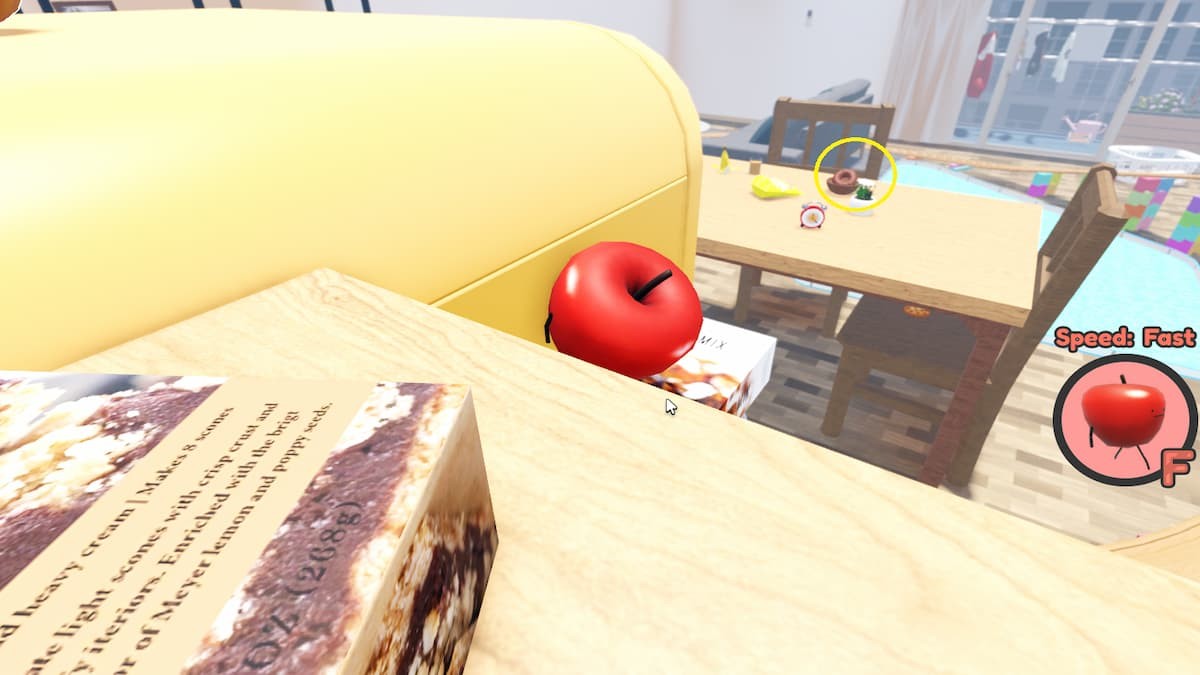 Người chơi tìm thấy bánh donut Chocolate Doughnut trên bàn ăn Secret Staycation