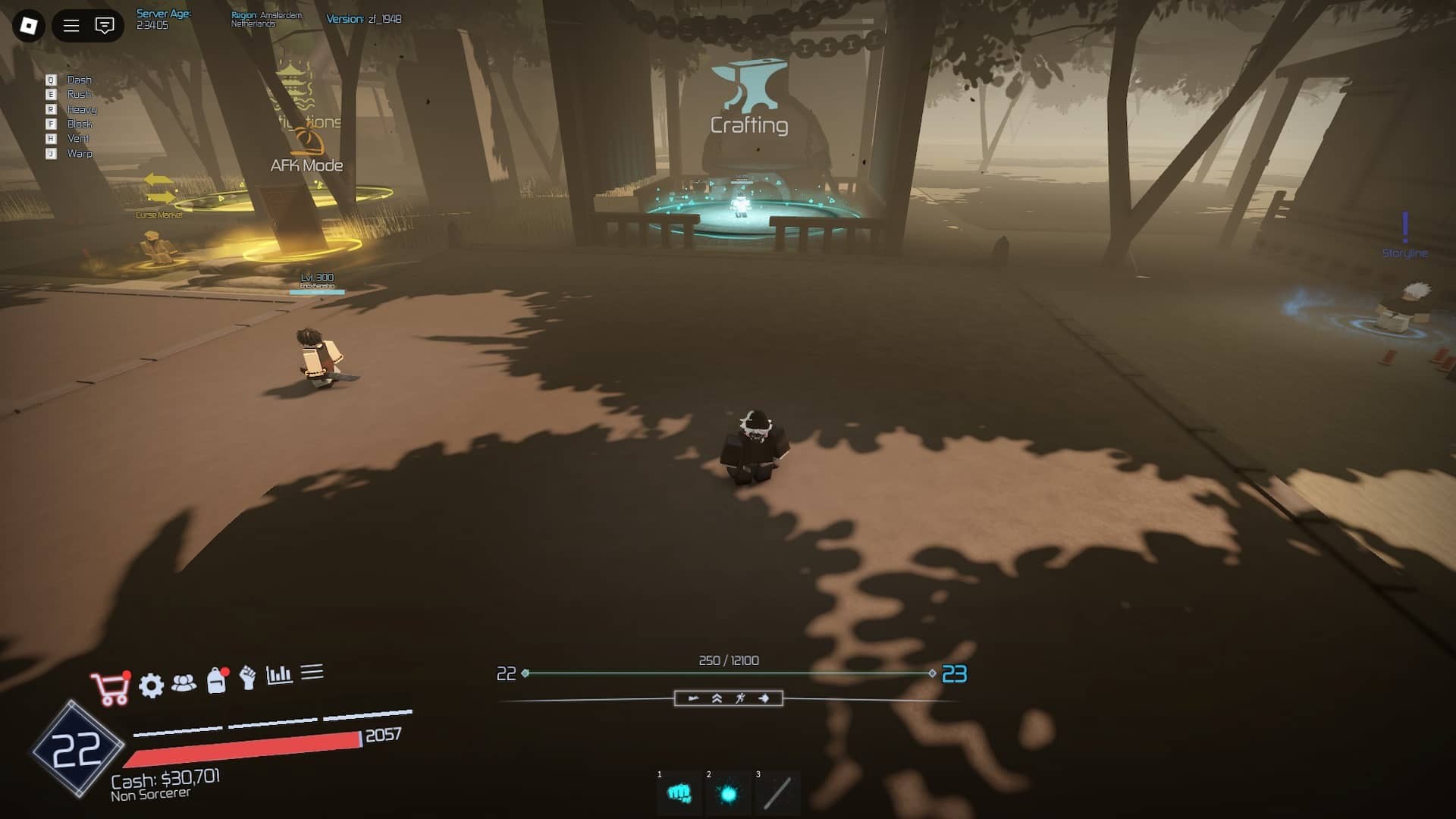 Người chơi trong khu vực chính của Jujutsu Infinite trong Wave 3 early access
