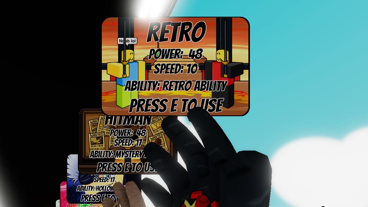 Người chơi xem xét găng tay Retro trong cửa hàng Slap Battles Roblox