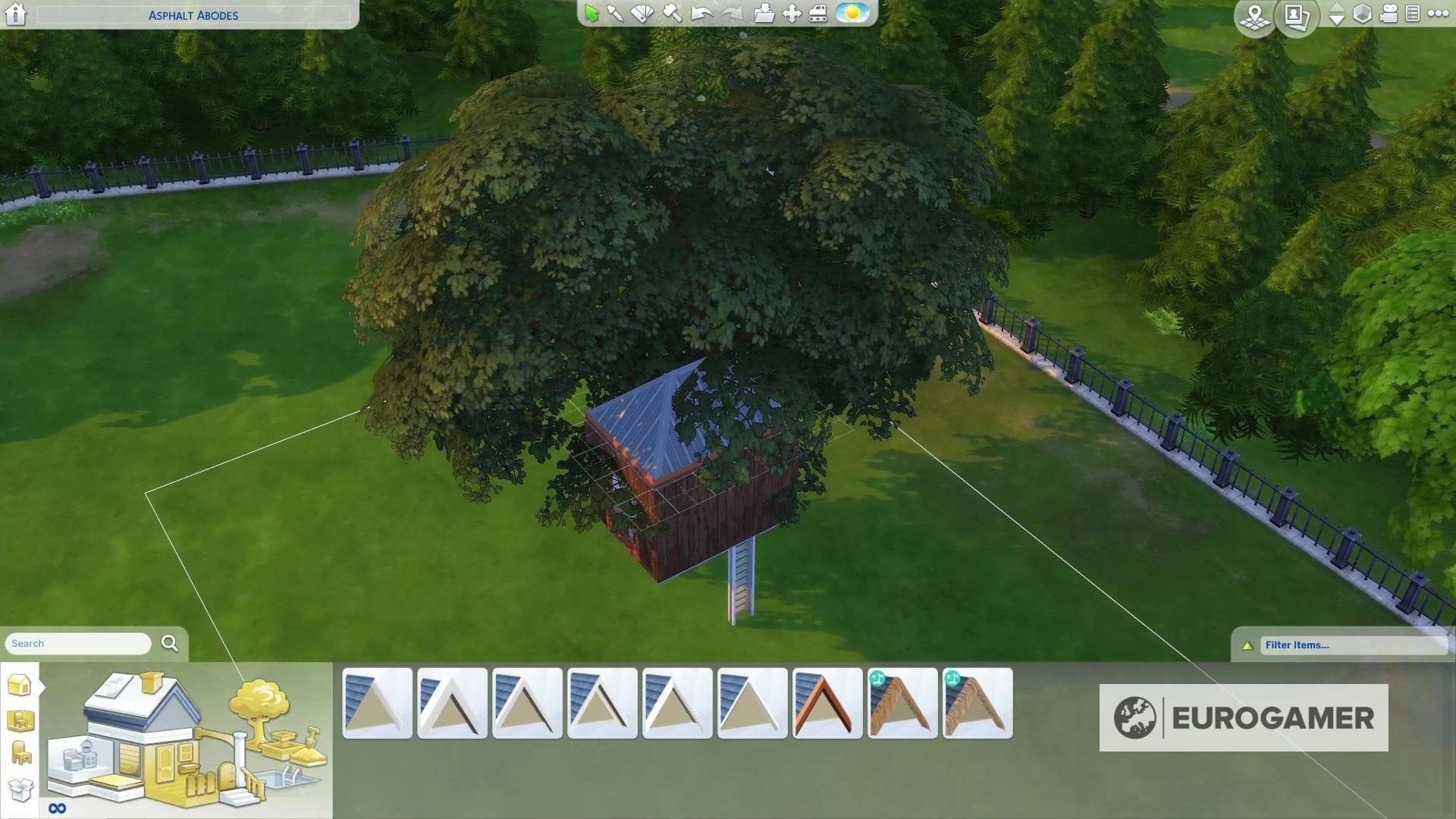 Nhà trên cây trong The Sims 4 sử dụng thang để lên, kết hợp với cheat bb.moveobjects