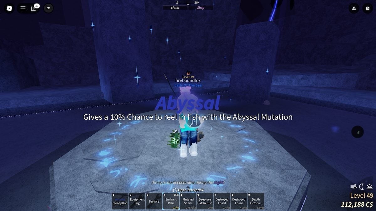Nhận được hiệu ứng Abyssal Enchant mạnh mẽ trong Fisch Roblox
