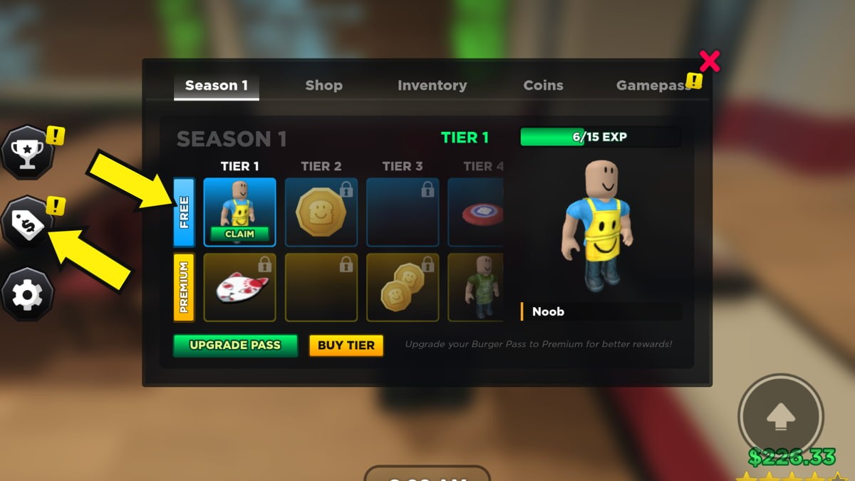 Nhan qua mien phi tu Season Pass trong Roblox Burger Game