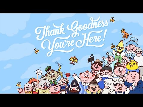Nhân vật chính với chiếc vali đang khám phá thị trấn kỳ lạ trong Thank Goodness Youre Here