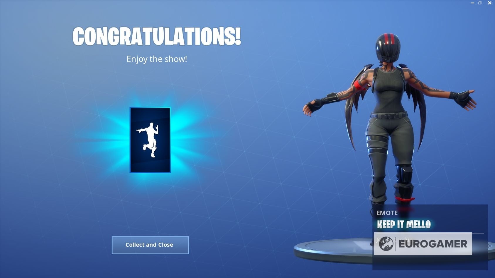 Nhân vật Fortnite trang bị biểu cảm Keep it Mello