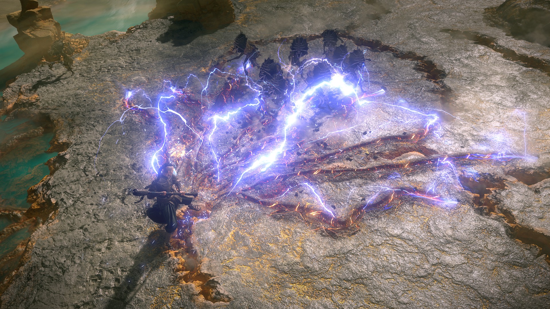 Nhân vật Monk trong Path of Exile 2 tấn công kẻ thù từ xa