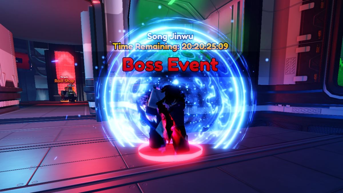 Nhân vật người chơi đối mặt với Boss Igros trong sự kiện Boss Rush Anime Vanguards