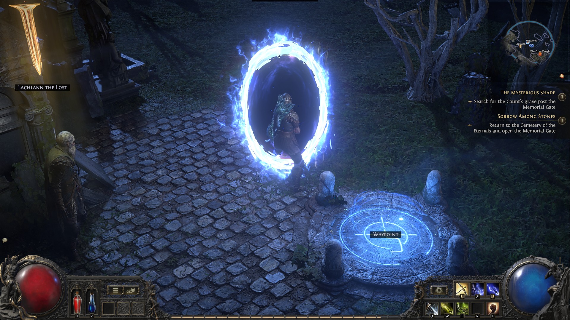 Nhân vật Path of Exile 2 mở cổng dịch chuyển về căn cứ