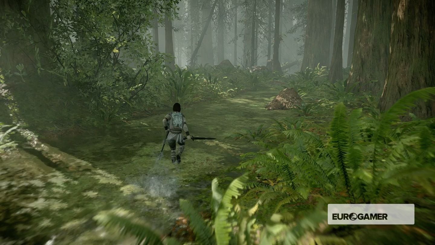 Nhân vật phát hiện lối vào hang động ẩn dưới mặt đất trong Shadow of the Colossus