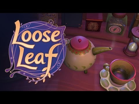 Nhân vật phù thủy đang pha trà trong không gian ấm cúng của game Loose Leaf Tea Witch Simulator