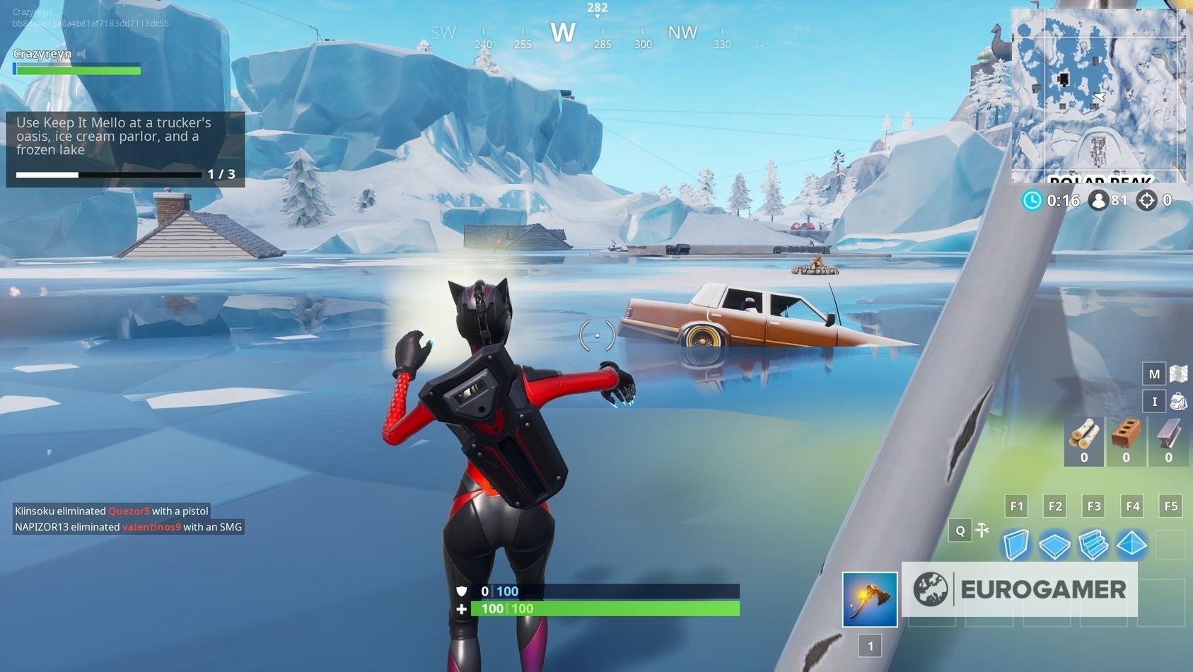 Nhân vật sử dụng biểu cảm trên hồ băng Frozen Lake Fortnite