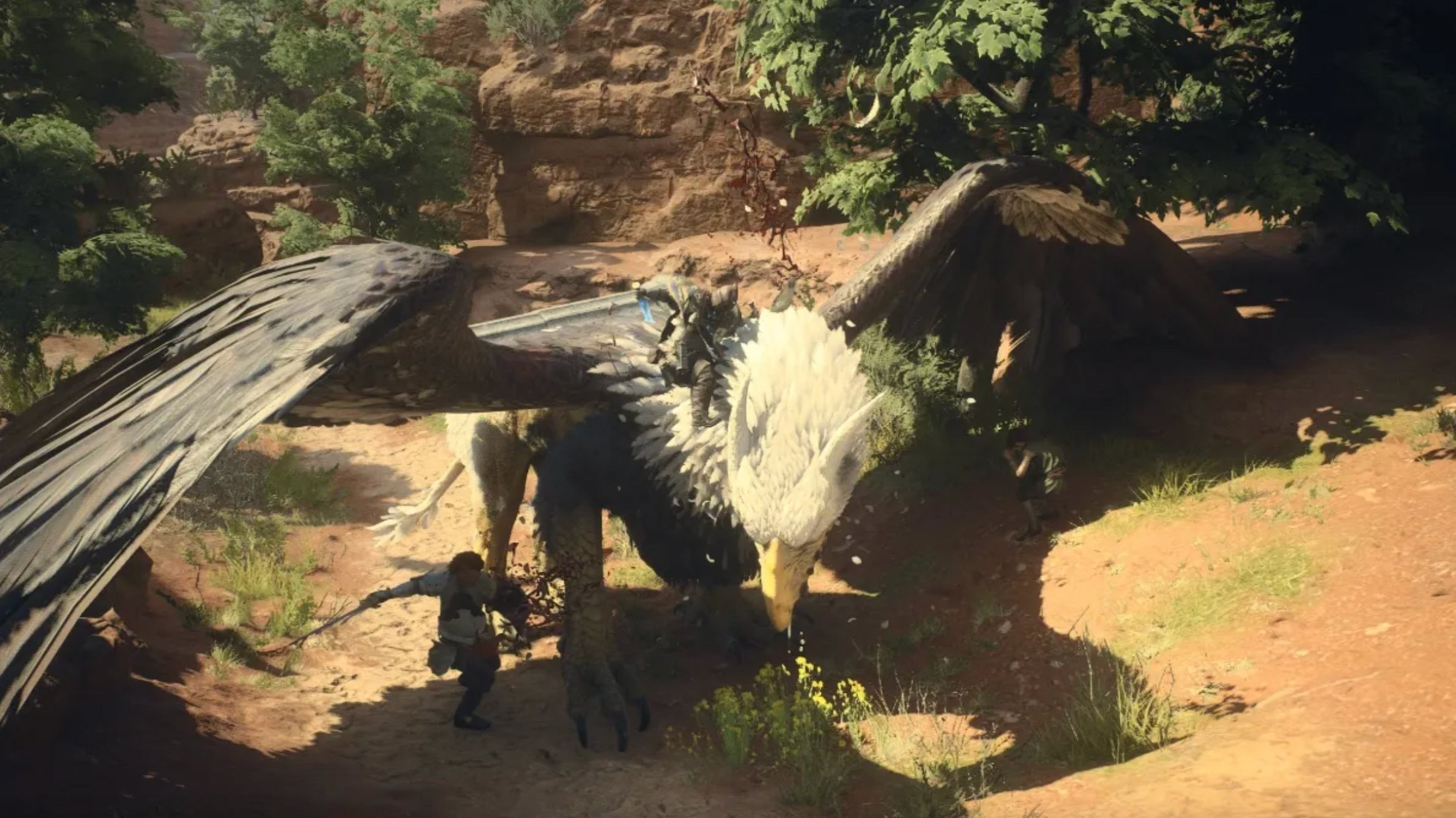 Nhân vật trong Dragon's Dogma 2 đang leo lên người một con boss khổng lồ