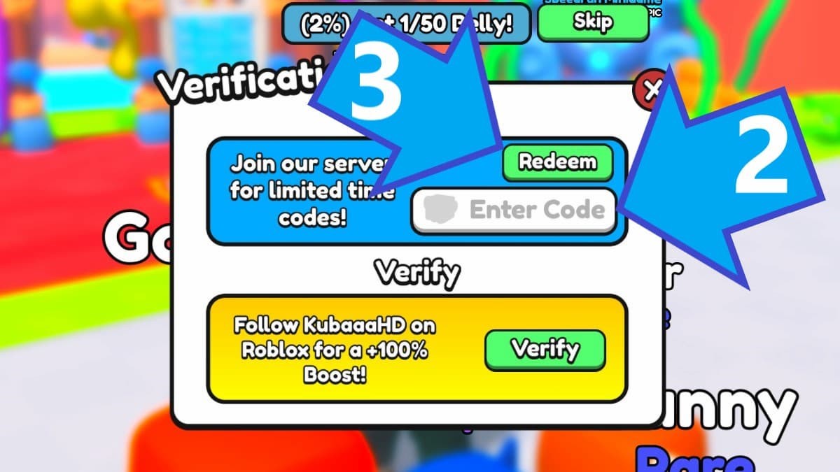 Nhập code Hot Dog Eating Simulator vào ô Enter Code