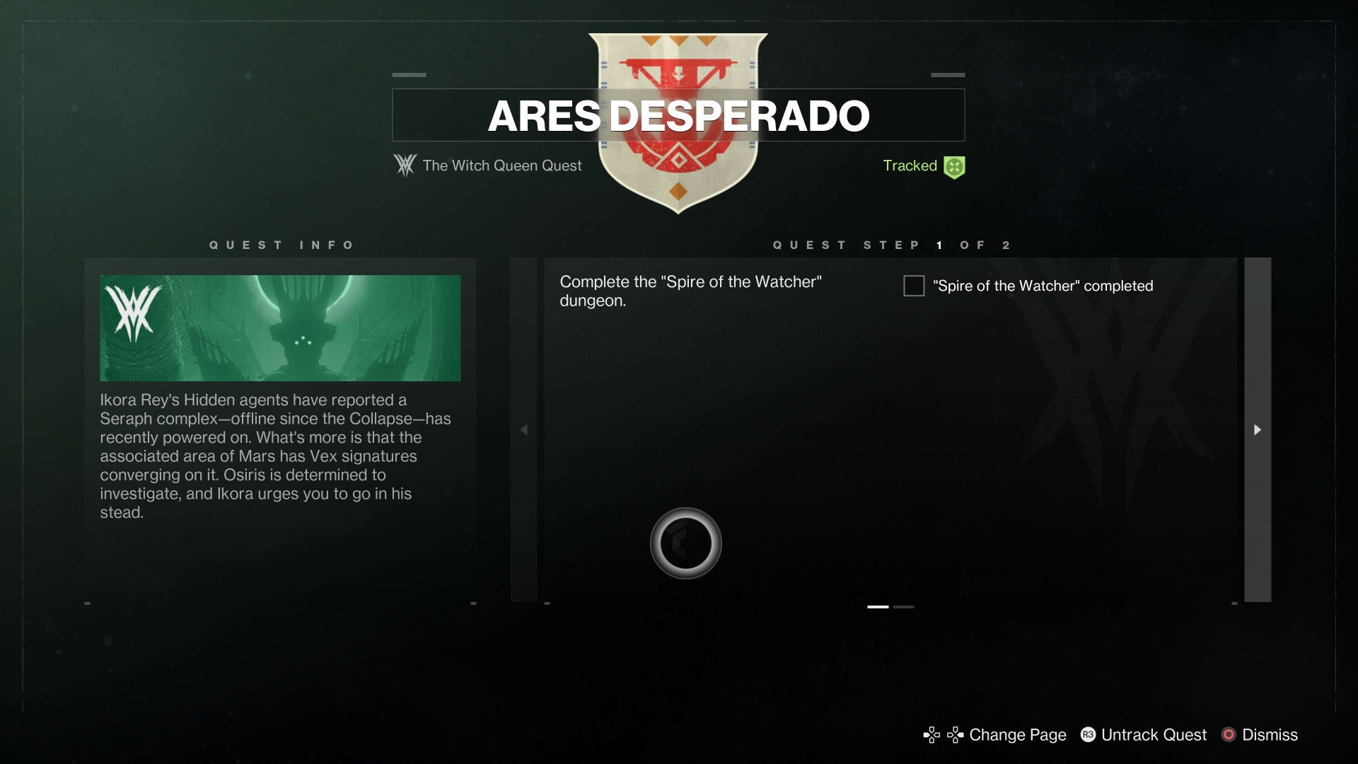 Nhiệm vụ Ares Desperado để mở khóa Spire of the Watcher tại Ikora Rey