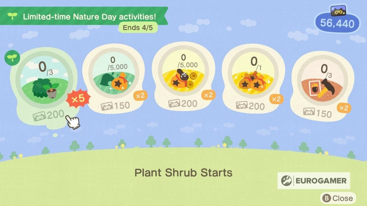 Nhiệm vụ Nook Miles+ đặc biệt cho sự kiện Nature Day ACNH