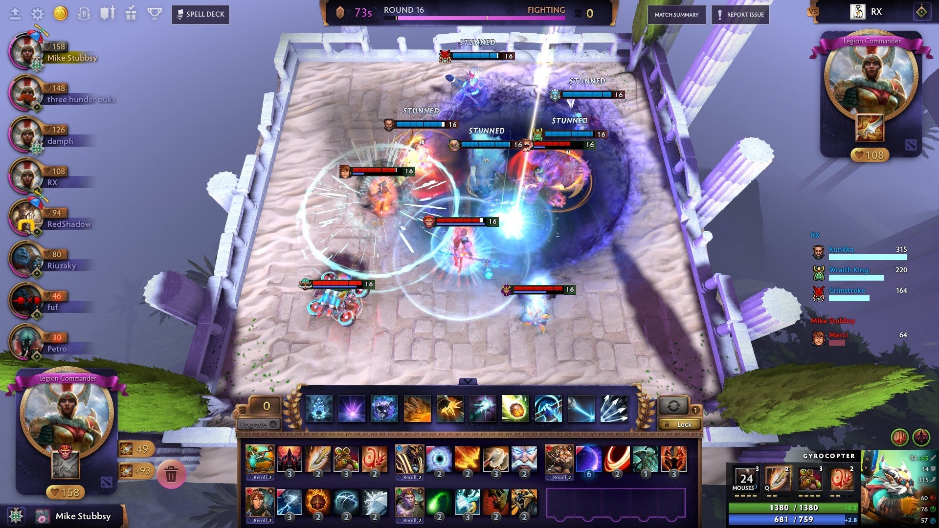 Nhiều kỹ năng được sử dụng trong trò chơi tùy chỉnh Ability Arena.