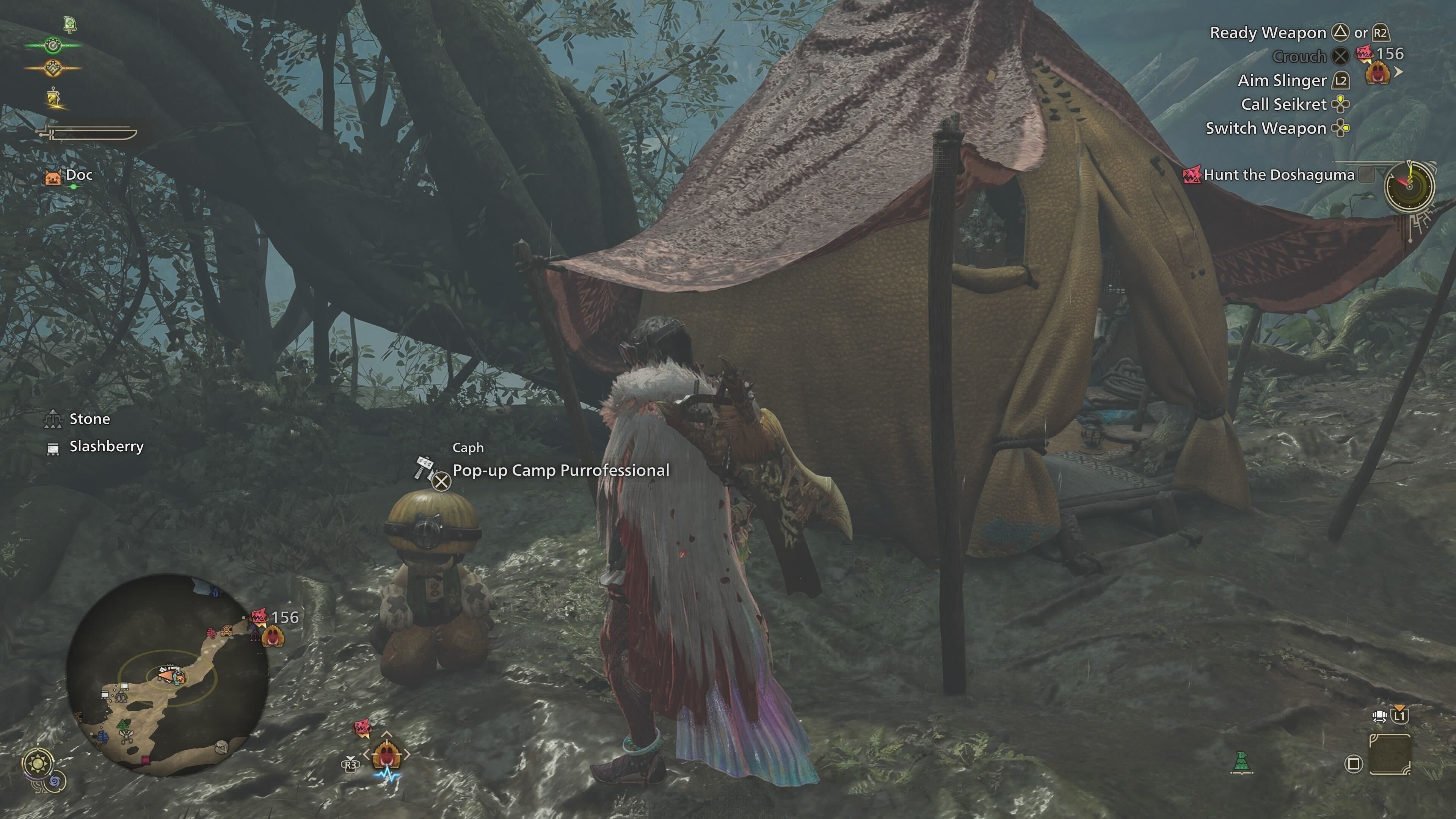 Nói chuyện với Purrofessional Pop-up Camp palico trong Monster Hunter Wilds